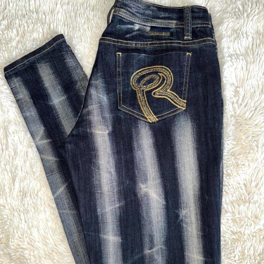 Rocawear Dark Blue Jeans with Gold Accent